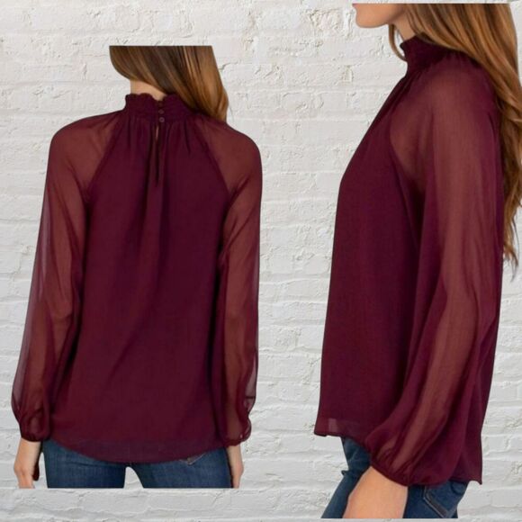 Joie Limited Edition Burgundy Mesh Blouse Size M - Picture 16 of 16